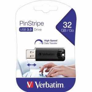 USB Stick 32GB Verbatim Pin Stripe zwart USB3.0